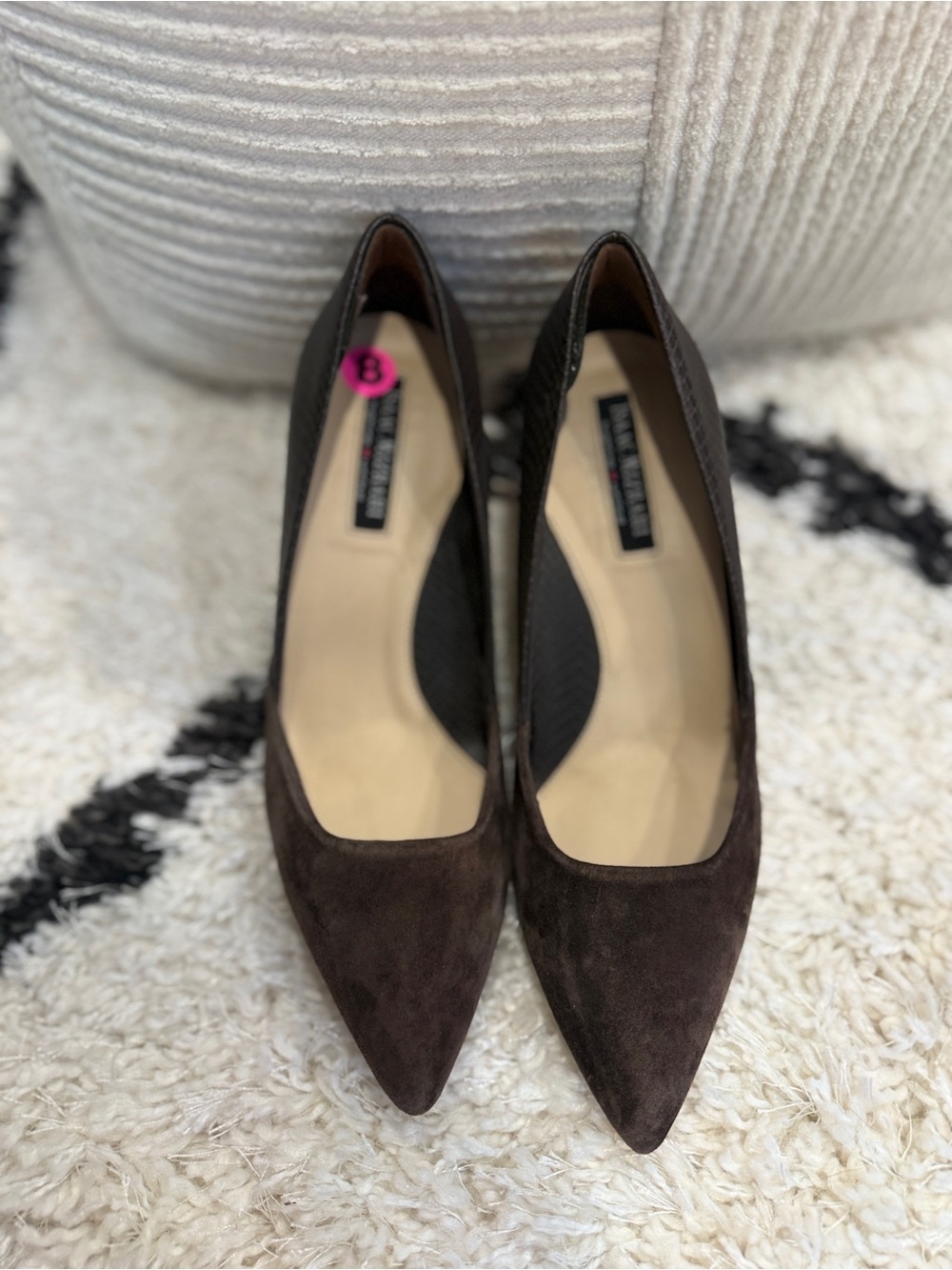 Isaac Mizrahi Paula Brown Suede & Snakeskin Pointed Toe Pumps Heels Size 8M - Picture 3 of 10
